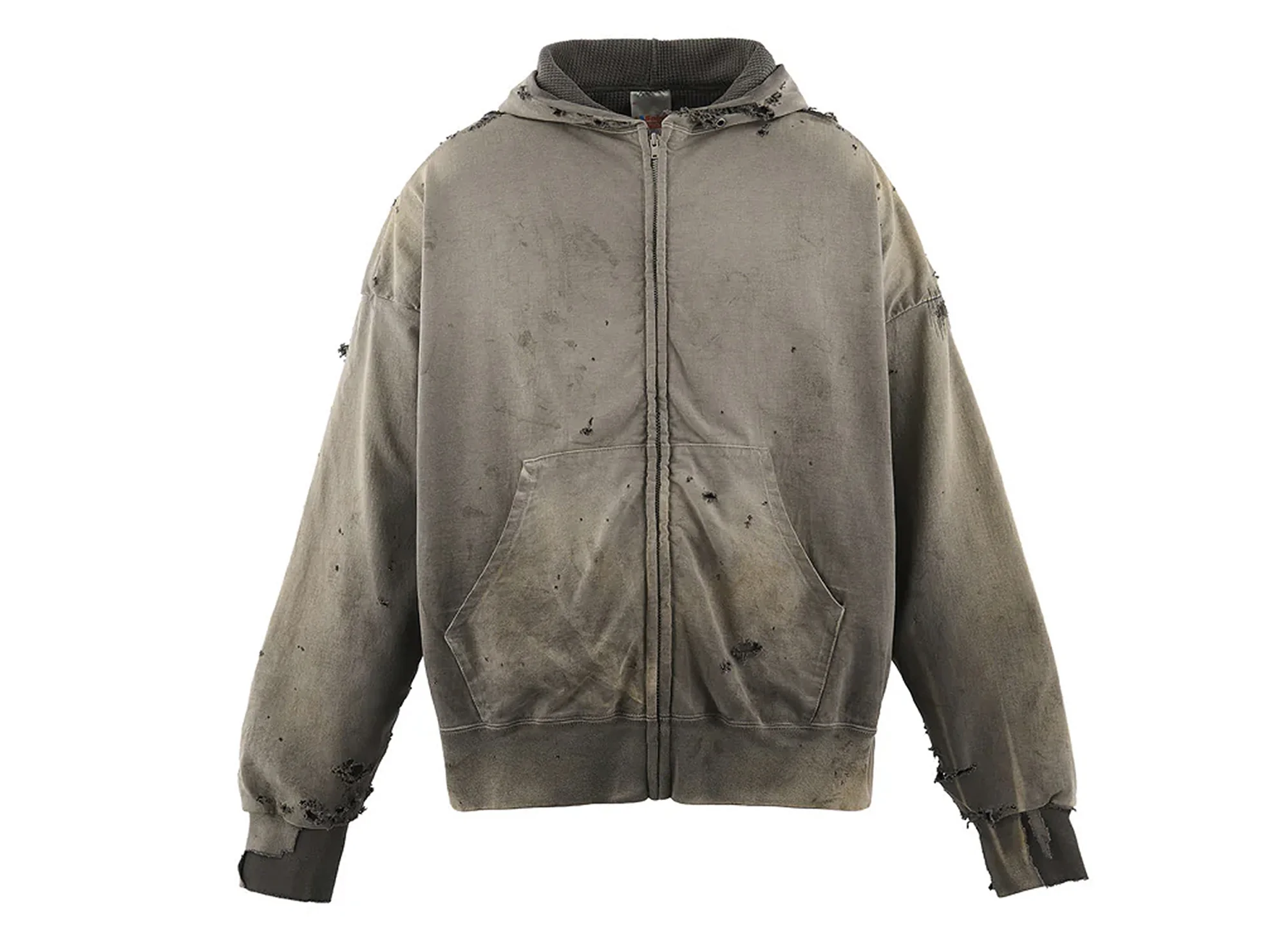 Saint Michael Double Face Zip Hoodie in Charcoal