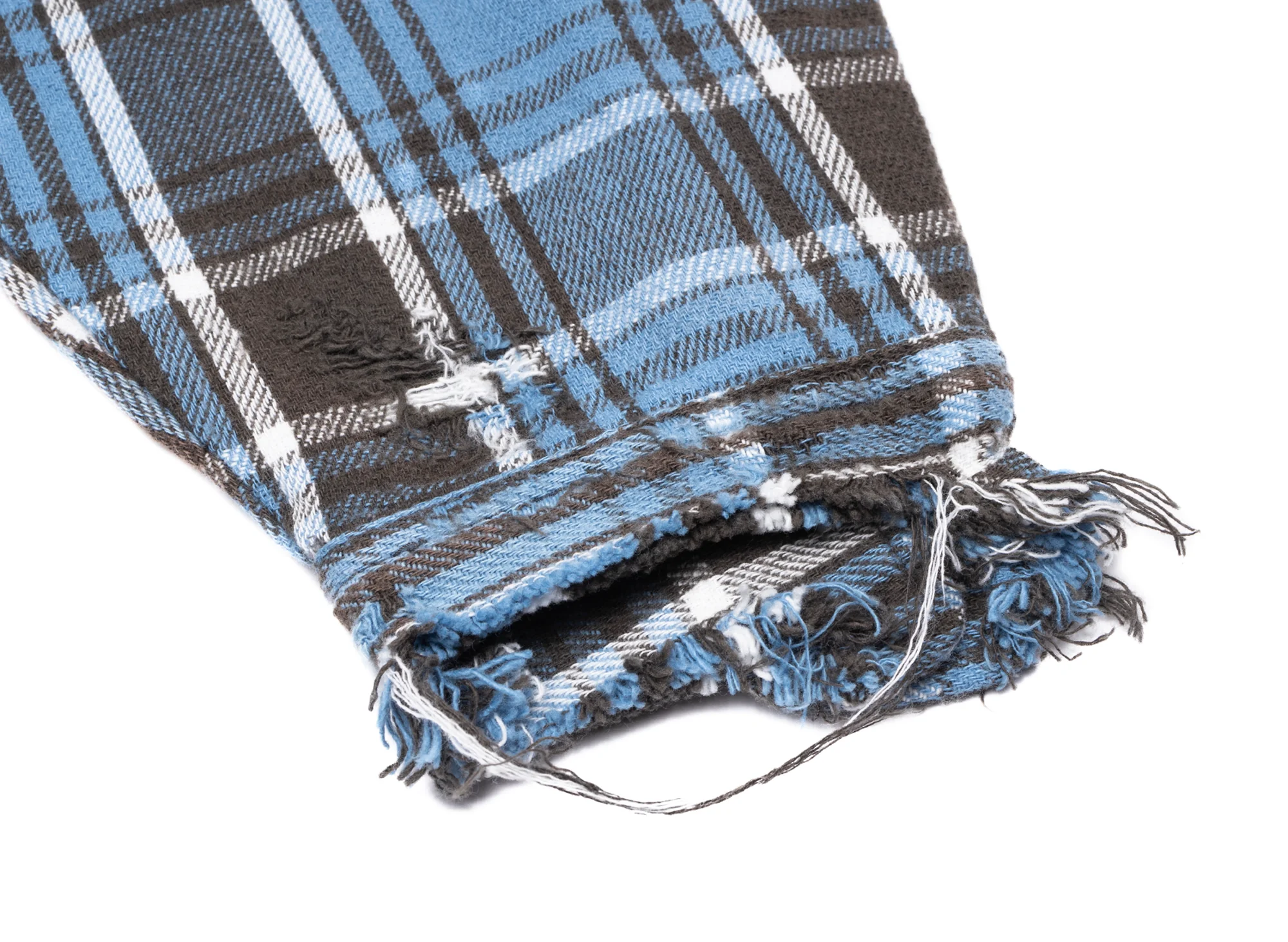 Saint Michael Flannel Shirt in Blue/Grey - Image 3