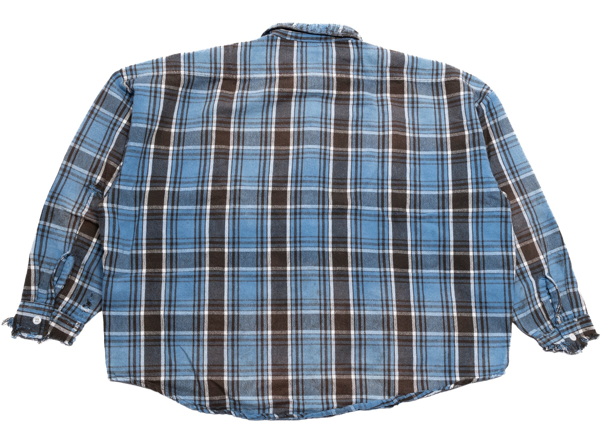 Saint Michael Flannel Shirt in Blue/Grey - Image 4