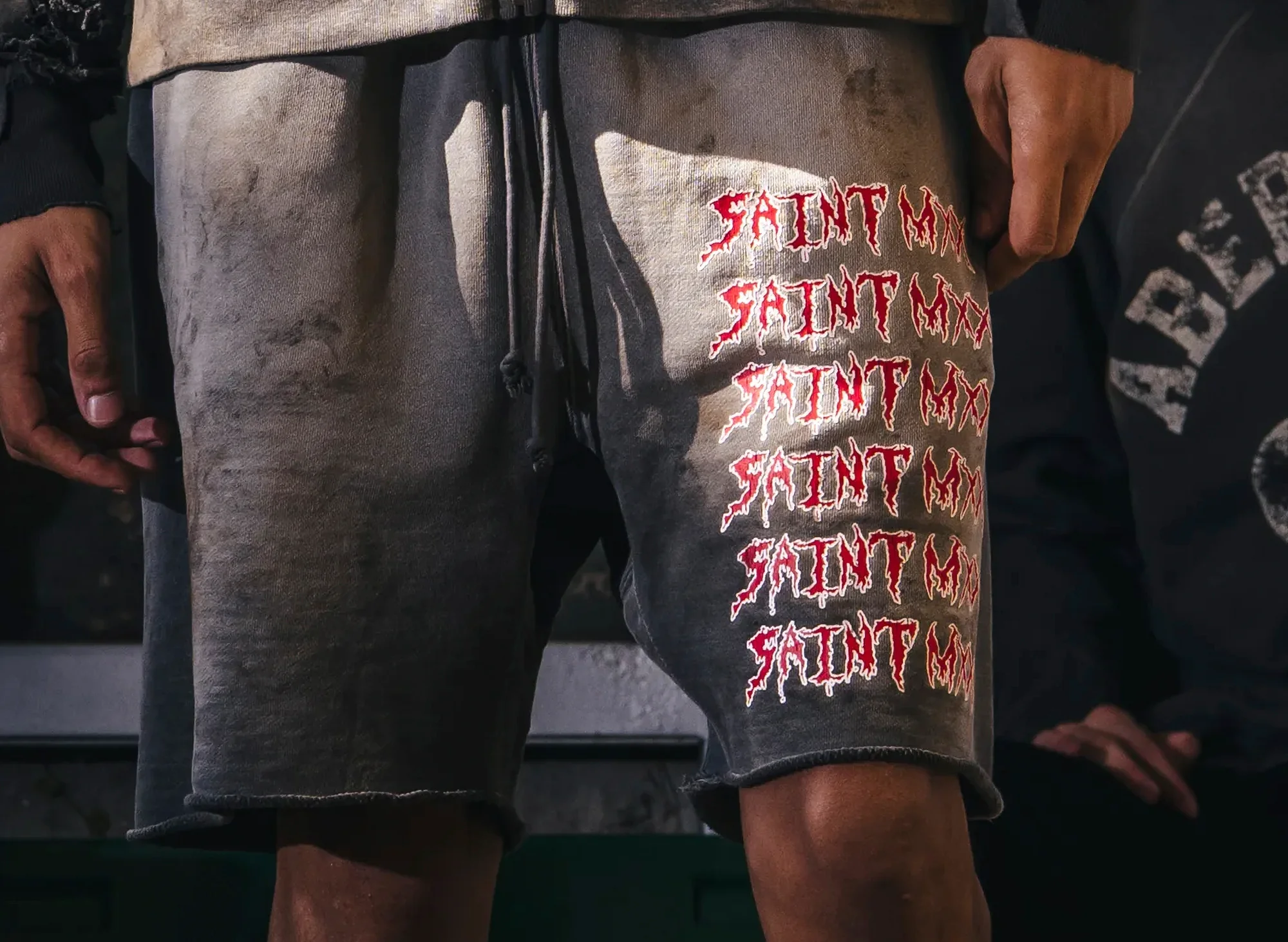 Saint Michael 'Saint Mxx' Sweat Shorts in Charcoal - Image 4