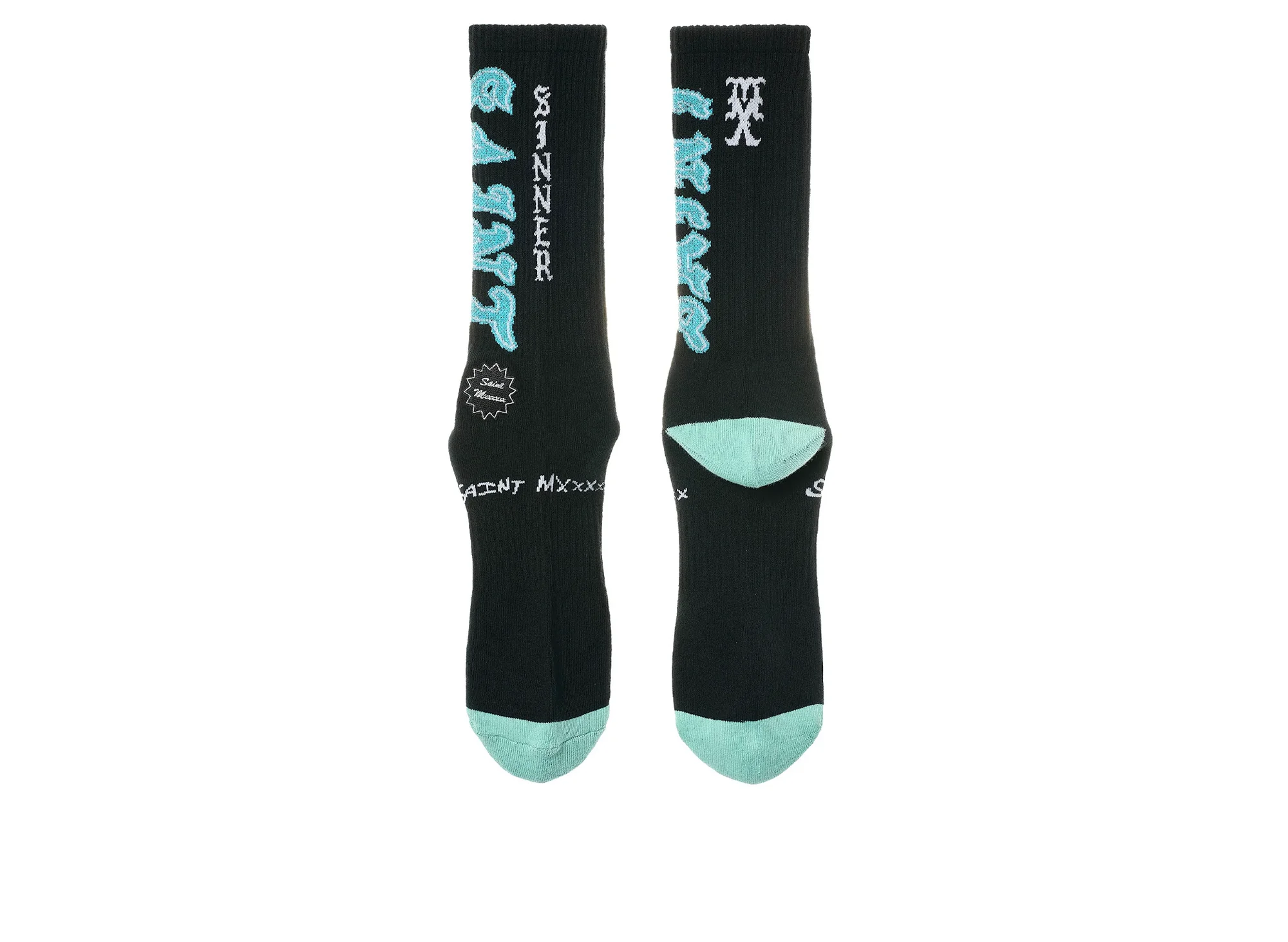 Saint Michael 'Saint' Socks in Black / Blue - Image 2