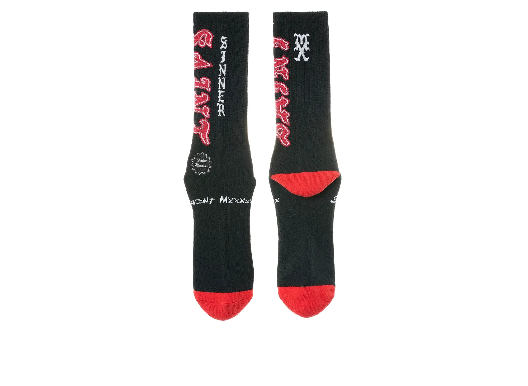 Saint Michael 'Saint' Socks in Black / Red - Image 2