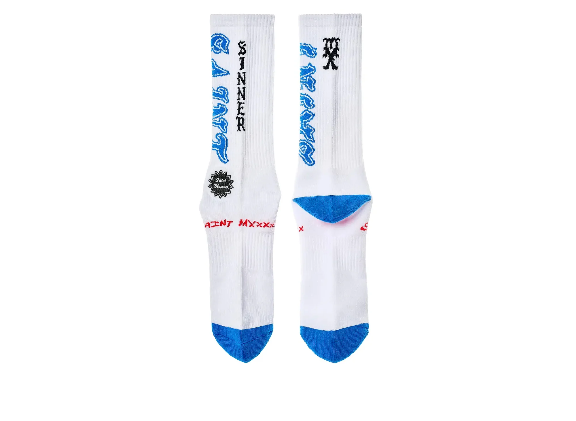 Saint Michael 'Saint' Socks in White / Blue - Image 2