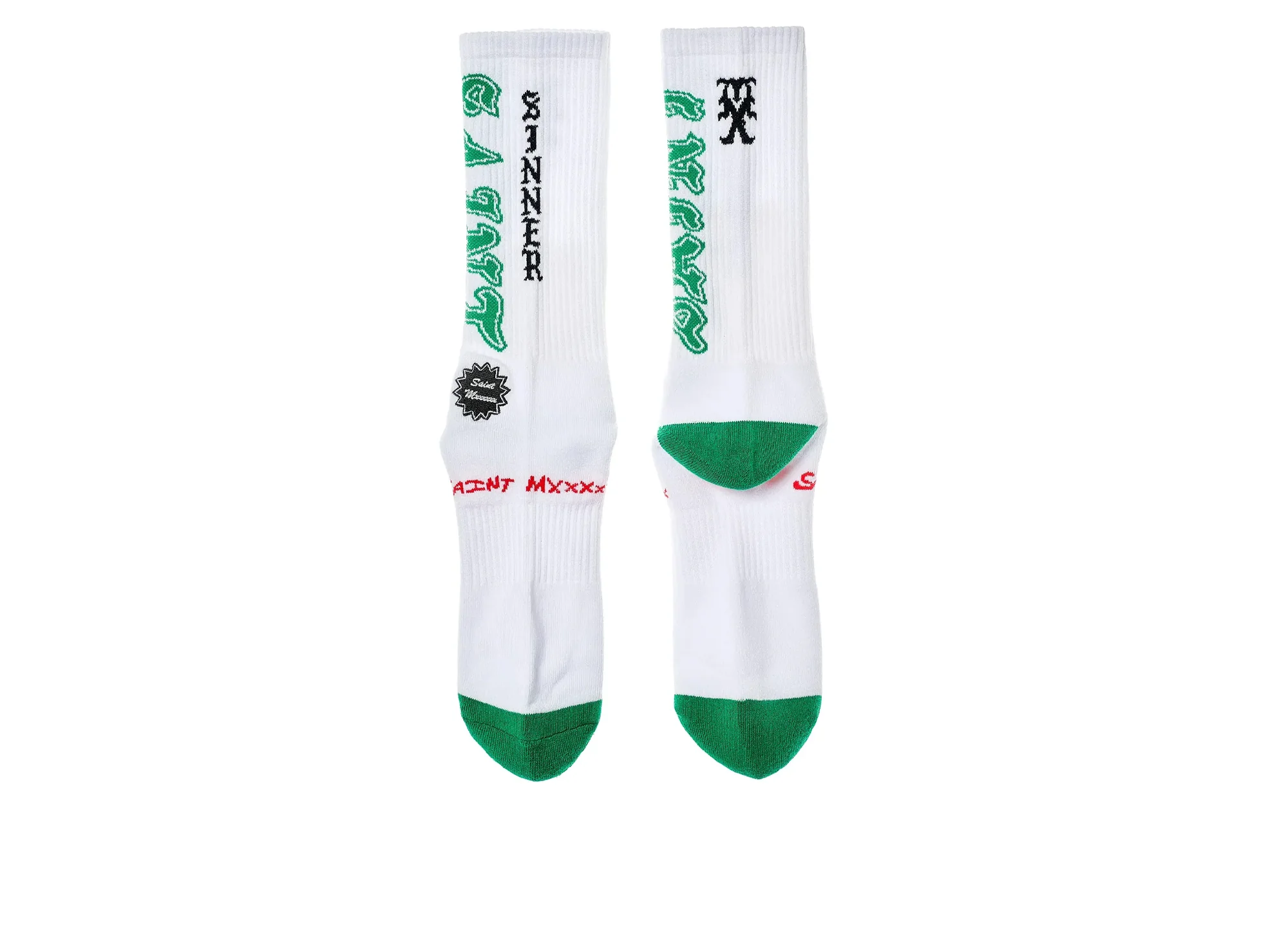 Saint Michael 'Saint' Socks in White / Green - Image 2