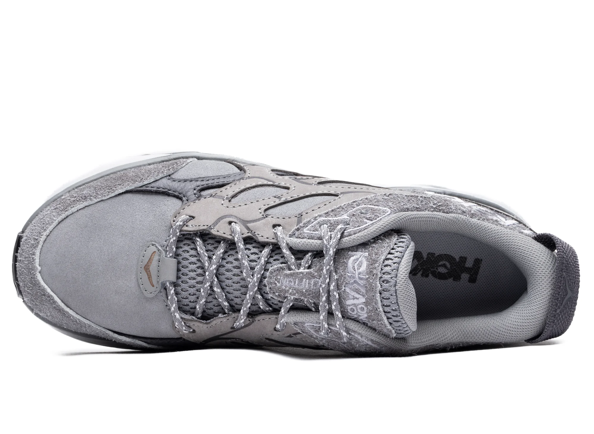 Unisex Hoka Elite Terrain System Clifton L Suede in Galactic Grey - Image 4