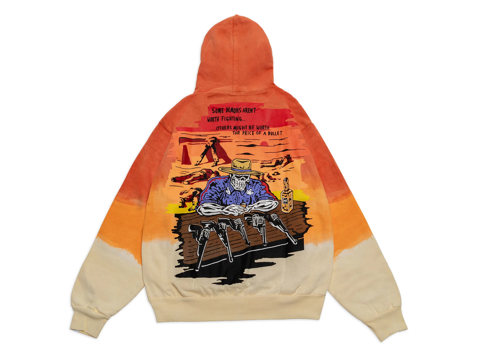 Warren Lotas Five Guns Dip Dye Hoodie in Tan Orange Gradient - Image 4