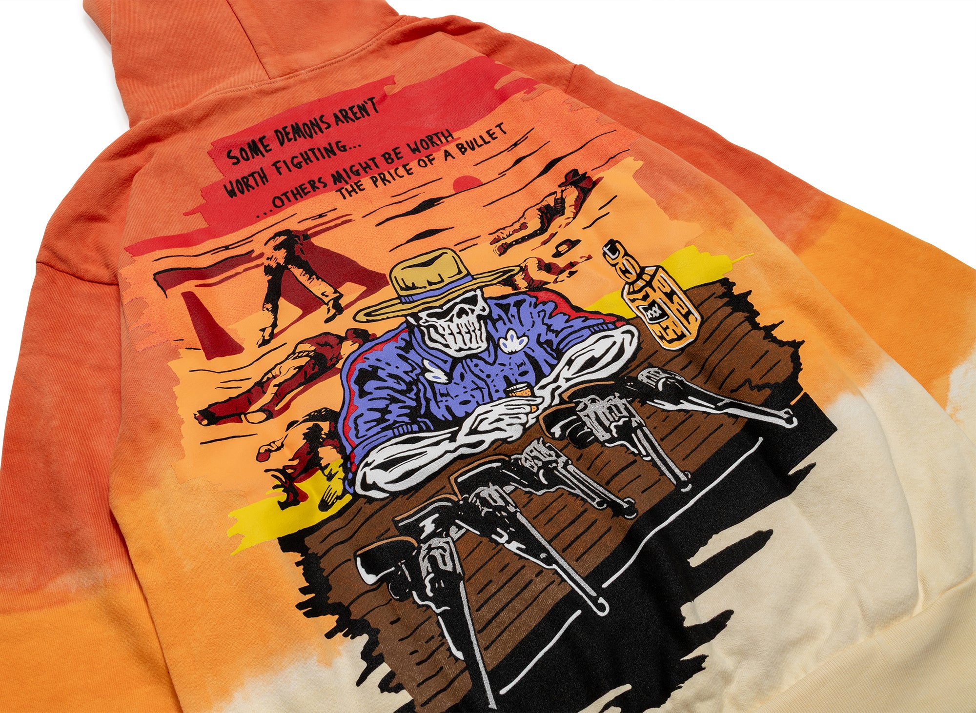 Warren Lotas Five Guns Dip Dye Hoodie in Tan Orange Gradient - Image 5