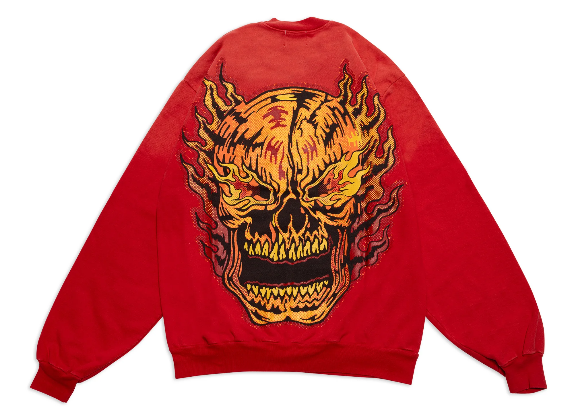 Warren Lotas Flaming Skull Crewneck in Ferrari Red - Image 3
