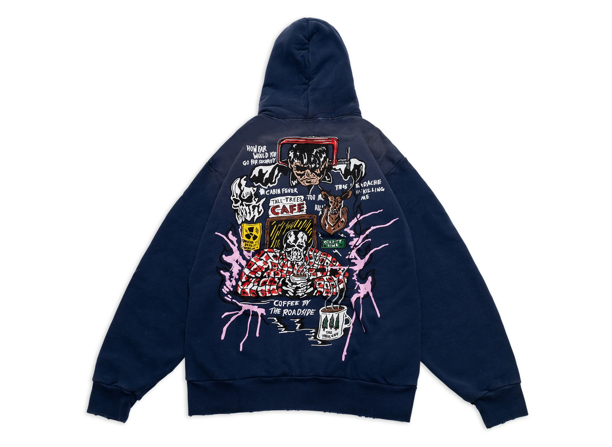 Warren Lotas Roadside Coffee Hoodie in Faded Peony - Image 2