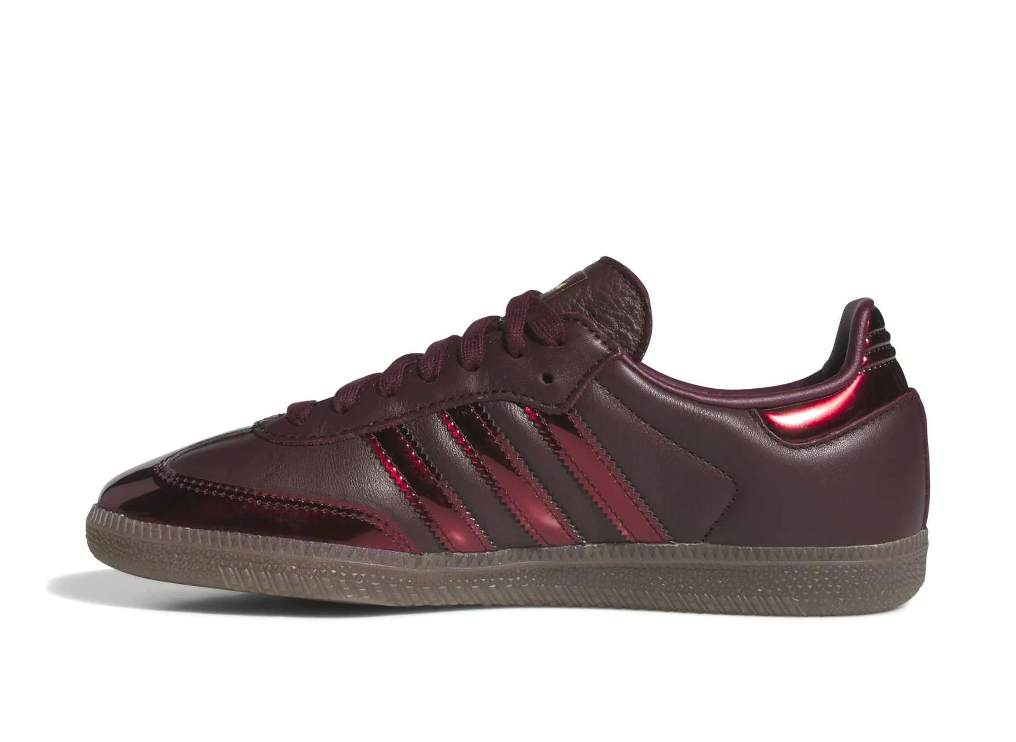 Women's Adidas Samba OG LT in Maroon / Gold Metallic - Image 3