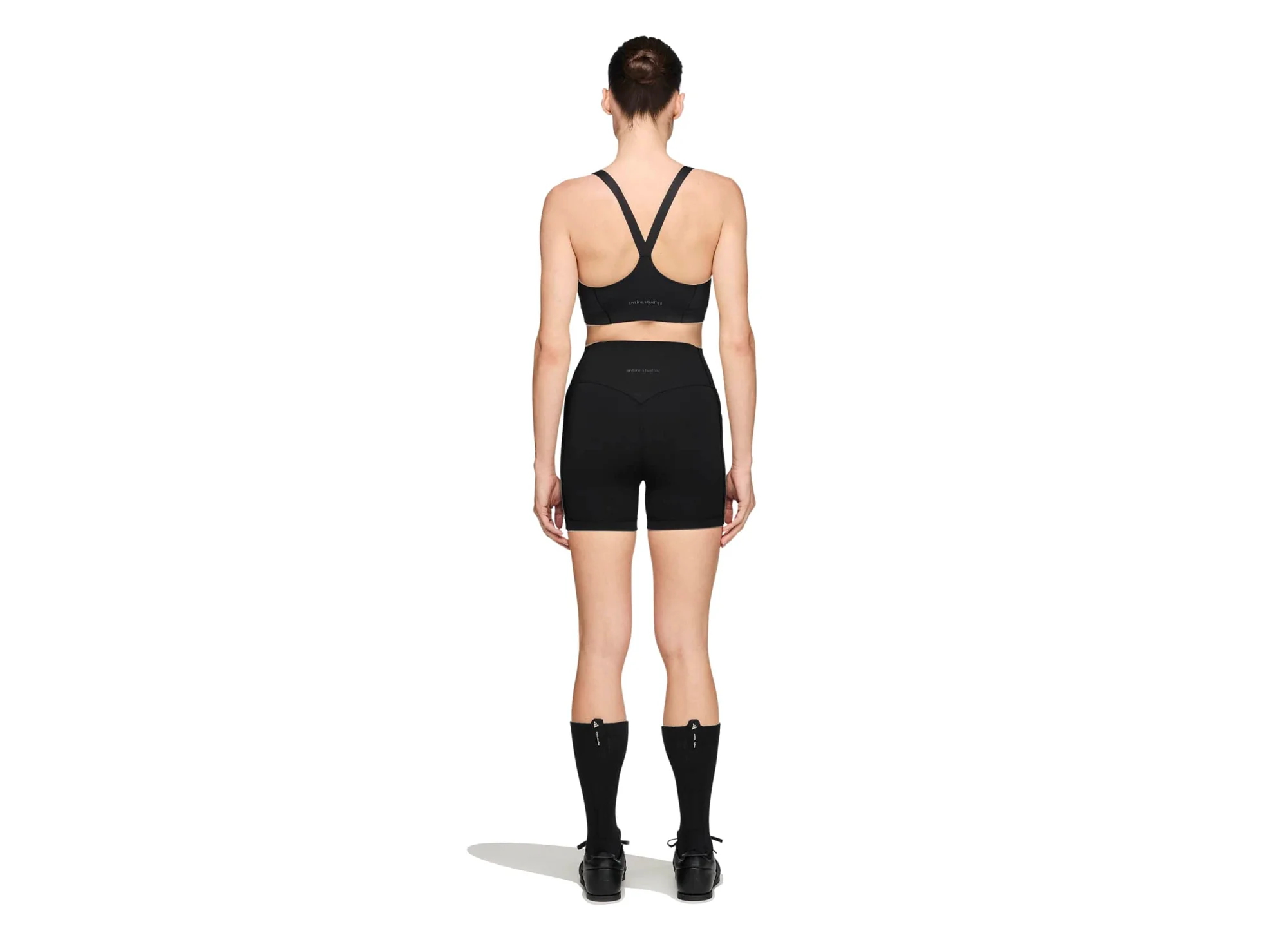 Women's Adidas x Entire Studios Optime Short Training Leggings in Black - Image 3