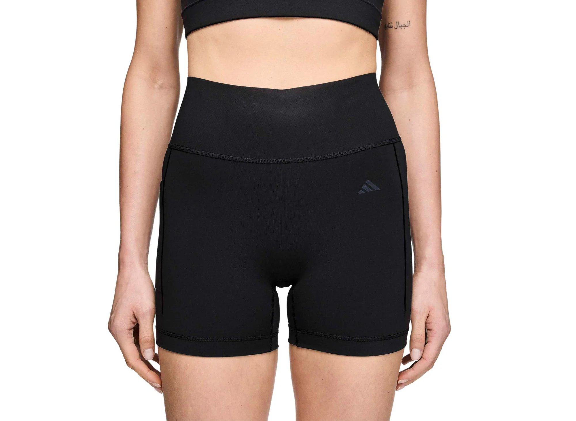 Women's Adidas x Entire Studios Optime Short Training Leggings in Black - Image 5