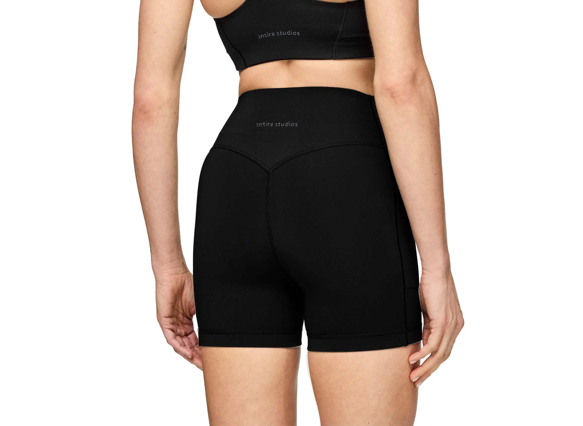 Women's Adidas x Entire Studios Optime Short Training Leggings in Black - Image 6
