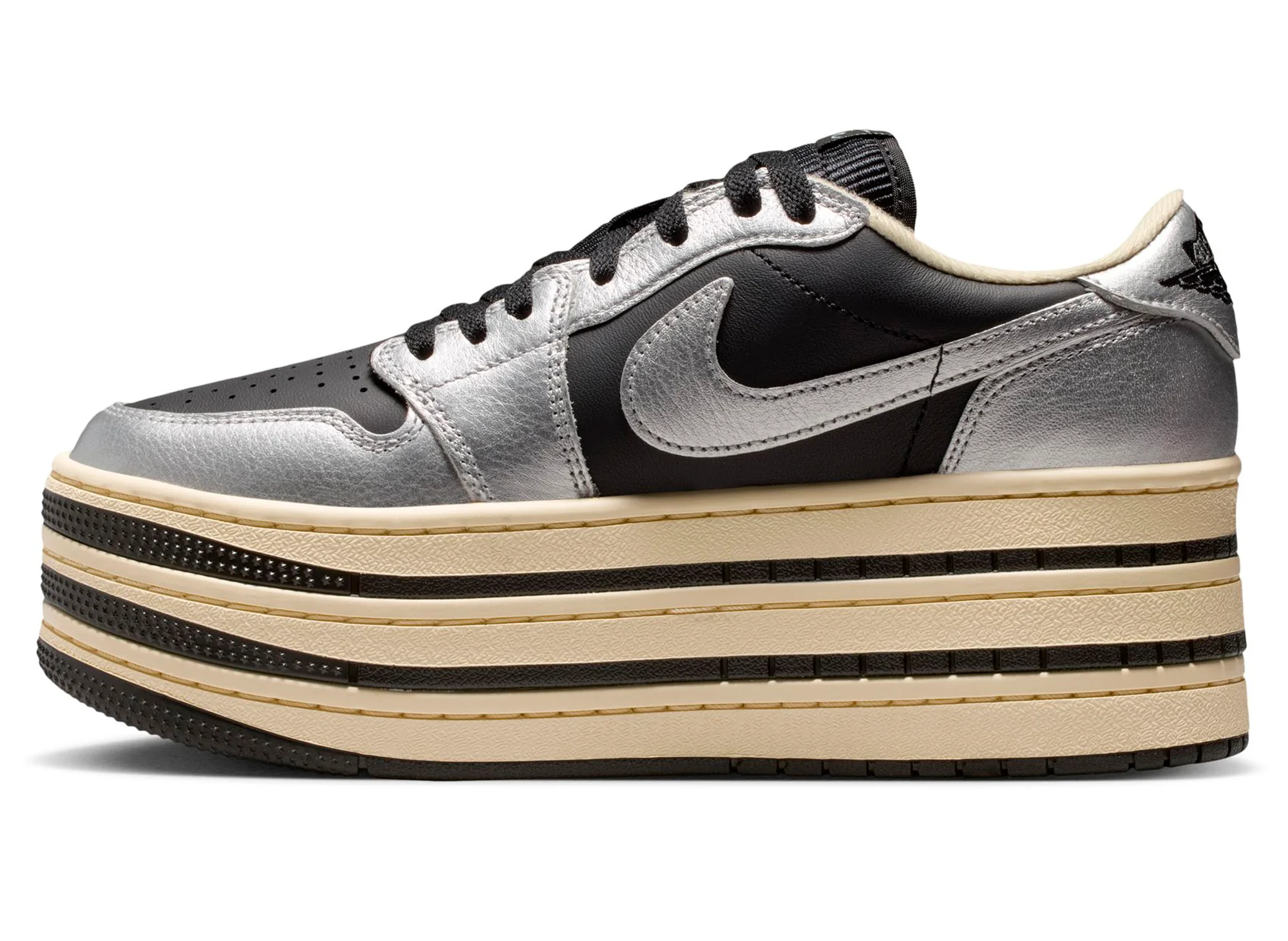 Women's Air Jordan 1 Triple Stack in Metallic Silver / Black - Image 3