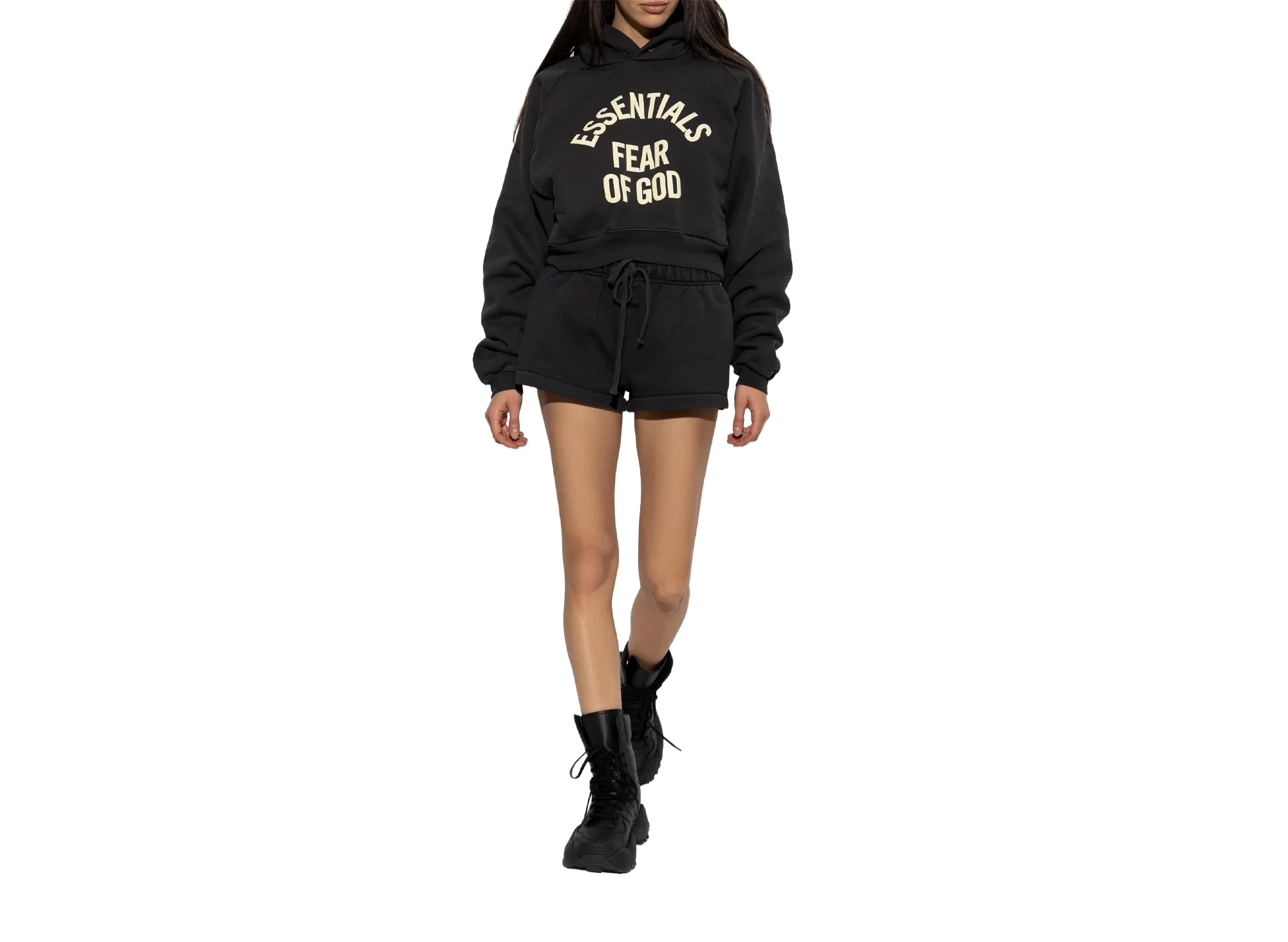 Women's Fear of God Essentials Signature Running Shorts 'Faded Black' - Image 5