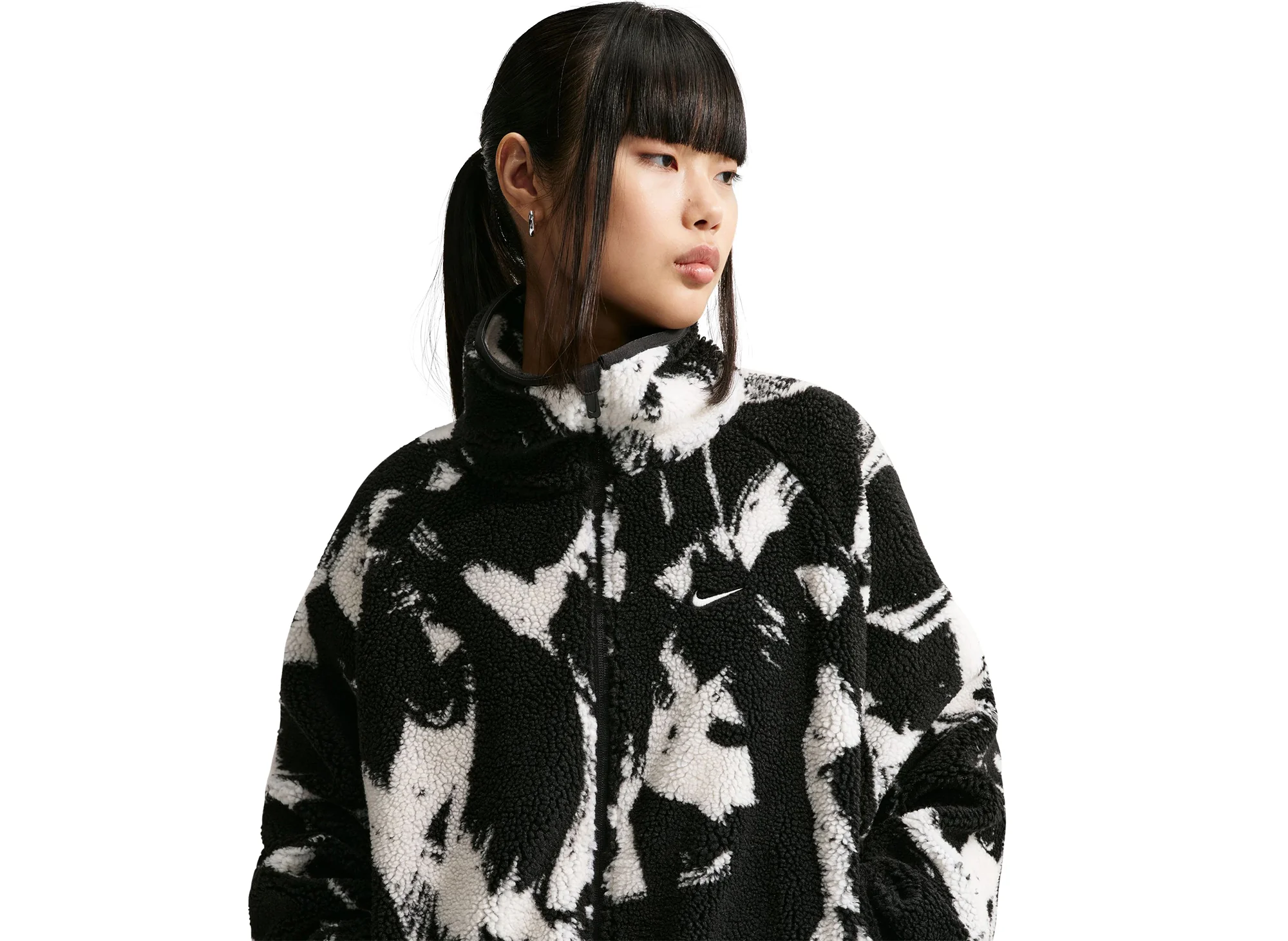Women's Nike Sportswear Oversized High-Pile Fleece Top in Black - Image 3